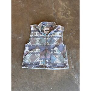 Vintage NY 10018 Southwestern Fleece Vest Mens Medium Geometric Tribal Zip Up